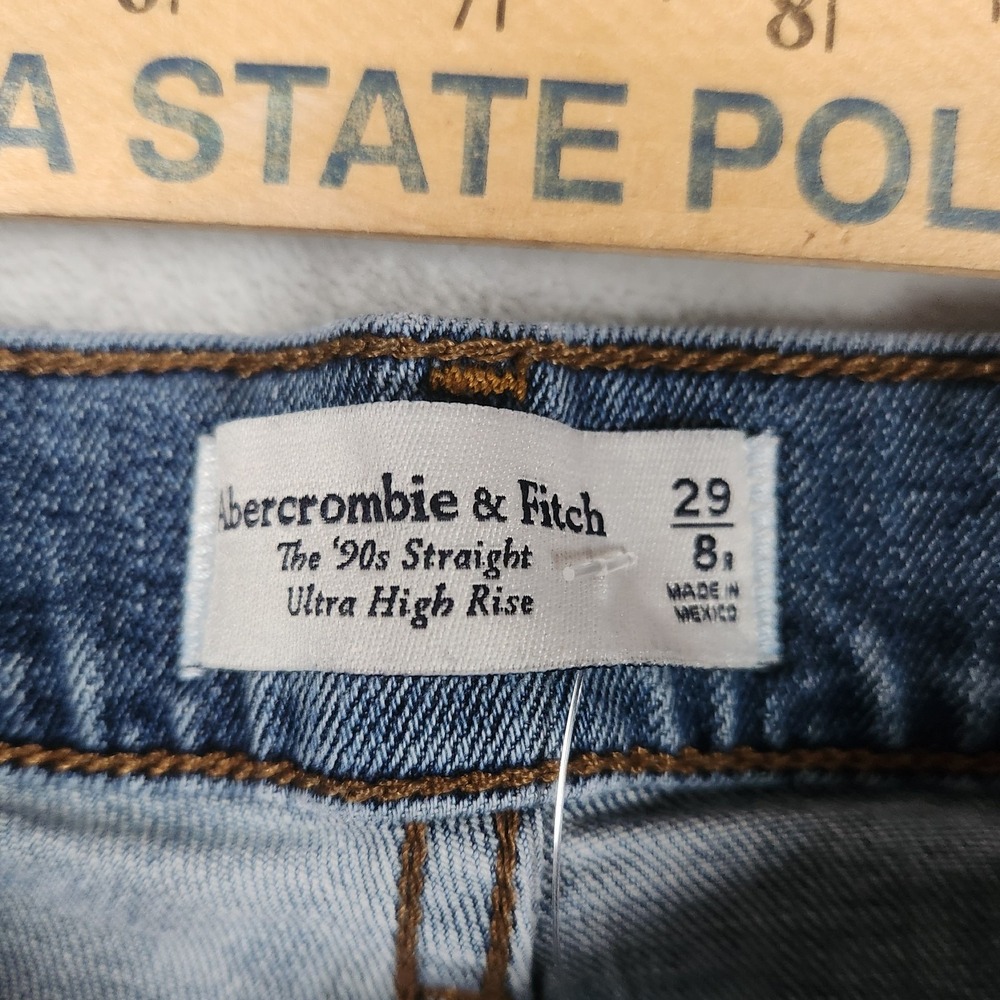 Abercrombie & Fitch Ultra High Rise The 90s Straight Black Jeans‎ Size 29 8R - Picture 5 of 7